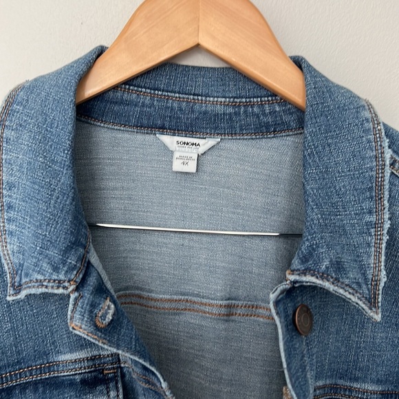 NWOT Sonoma Distressed Denim Jacket - Picture 4 of 5